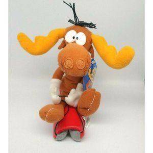 8" Plush Bullwinkle J Moose on Sled Rocky & Bullwinkle Friends Toy Network 2001